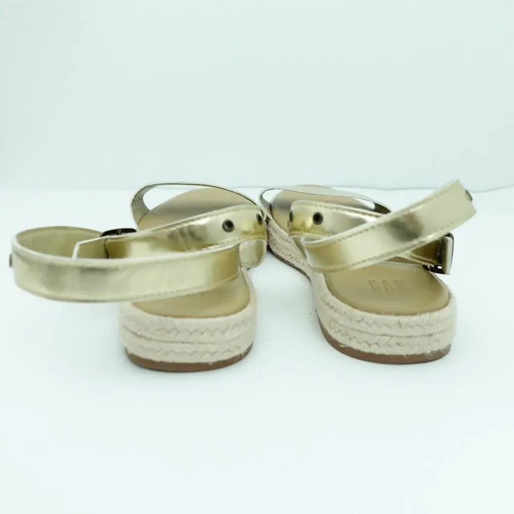 GAP Metallic Gold Platform Strappy Espadrille Comfort Sandals - Size 8.5